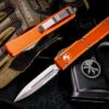 Microtech Ultratech OTF Automatic Knife Orange 3.4" Stonewash Dagger Serrated 122-11OR
