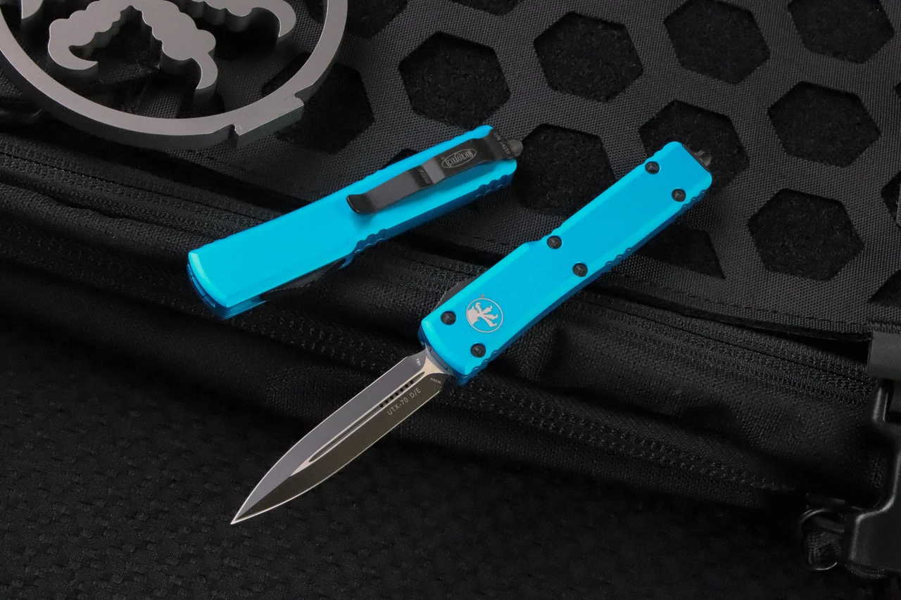 Microtech UTX-70 OTF Automatic Knife Turquoise 2.4" Dagger Black 147-1TQ 3 Microtech UTX-70 OTF Automatic Knife Turquoise 2.4" Dagger Black 147-1TQ