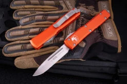 Microtech Ultratech Orange OTF Knife 3.4" Satin Drop Point 121-4OR