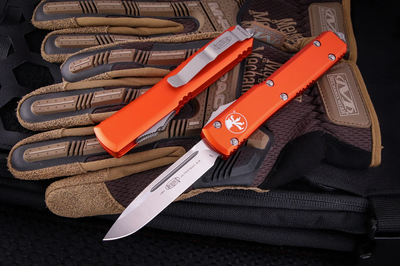Microtech Ultratech Orange OTF Knife 3.4" Satin Drop Point 121-4OR 3 Microtech Ultratech Orange OTF Knife 3.4" Satin Drop Point 121-4OR