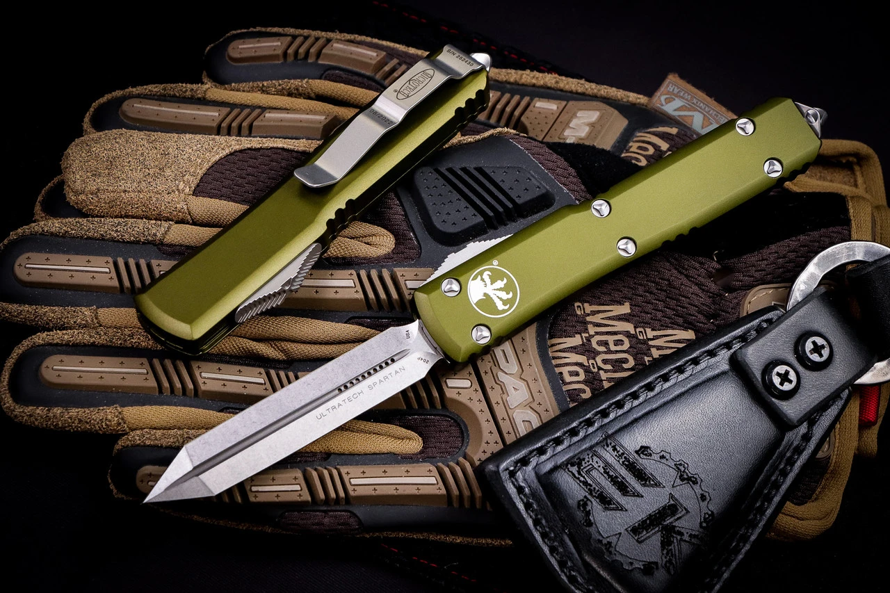 Microtech Ultratech Spartan OTF Automatic Knife OD Green 3.4" Spartan Stonewash 223-10OD 3 Microtech Ultratech Spartan OTF Automatic Knife OD Green 3.4" Spartan Stonewash 223-10OD