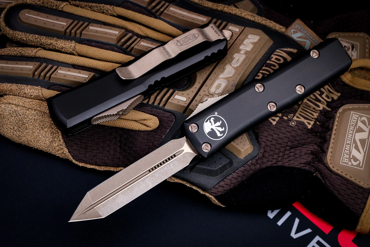 Microtech UTX-85 Spartan OTF Automatic Knife 3" Bronze Apocalyptic 230-13AP 3 Microtech UTX-85 Spartan OTF Automatic Knife 3" Bronze Apocalyptic 230-13AP