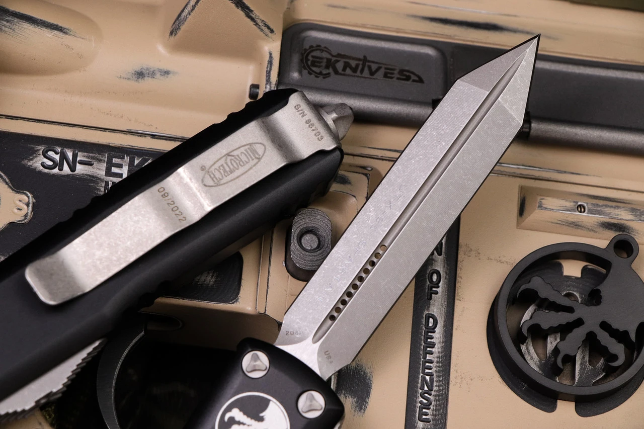 Microtech UTX-85 Spartan OTF Automatic Knife 3" Stonewash 230-10AP 4 Microtech UTX-85 Spartan OTF Automatic Knife 3" Stonewash 230-10AP - Image 2