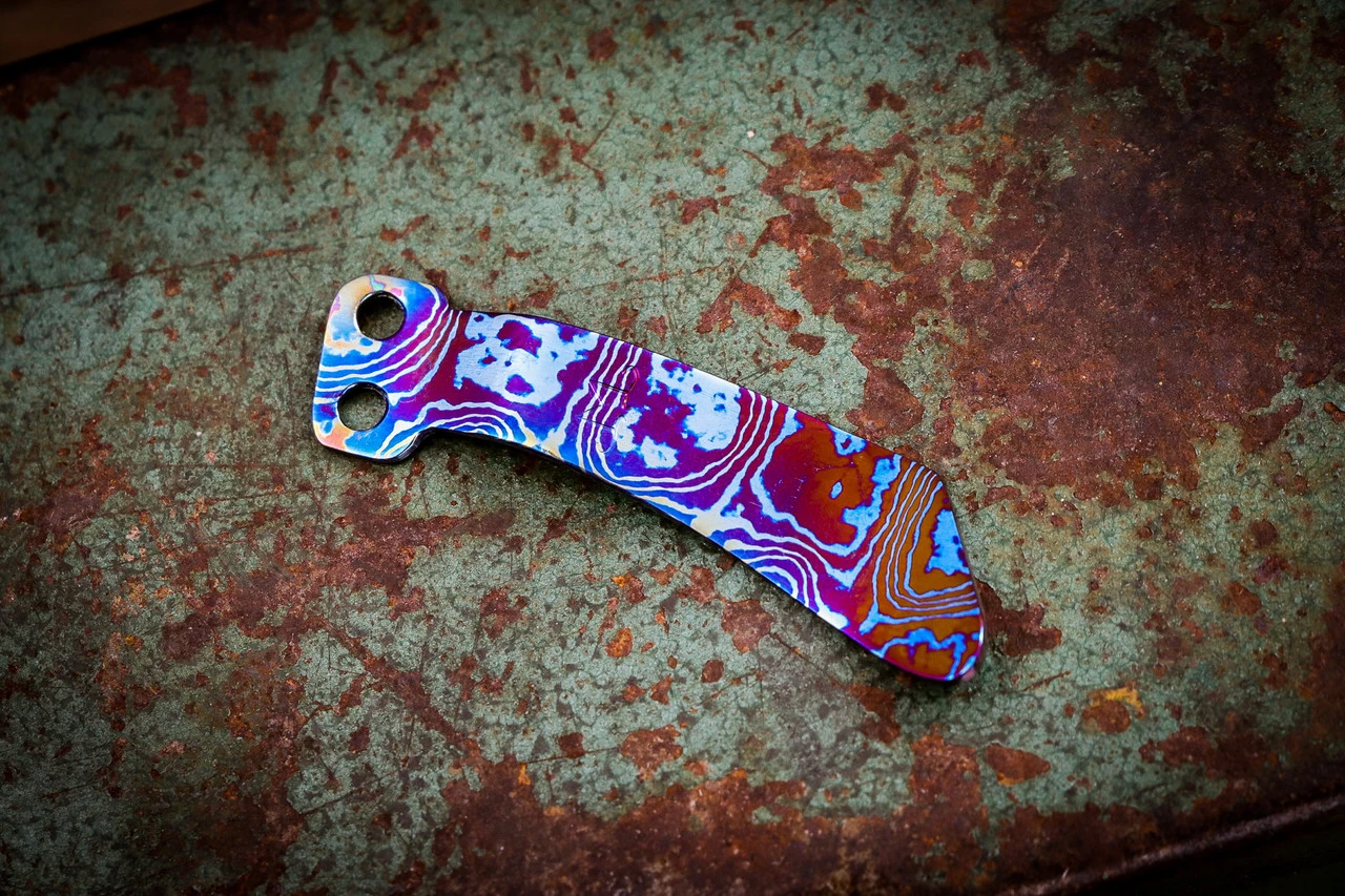 Maverick Customs Pocket Clip Timascus (Fits Microtech Auto Stitch Only) 3 Maverick Customs Pocket Clip Timascus (Fits Microtech Auto Stitch Only)