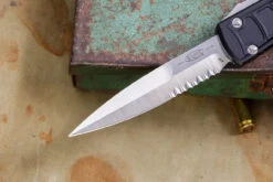 Microtech Ultratech II Stepside OTF Knife Black 3.4" Bayonet Satin Serrated 120II-5S (Preowned) 6 Microtech Ultratech II Stepside OTF Knife Black 3.4" Bayonet Satin Serrated 120II-5S (Preowned) -Southern Blades IMG 7993 33209.1688654459