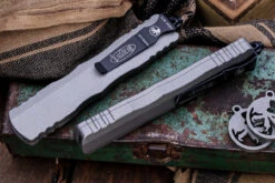 Microtech Dirac Delta OTF Automatic Knife Gray 3.75" Dagger Black Serrated 227-2TG -Southern Blades IMG 8327 2 66132.1691448300