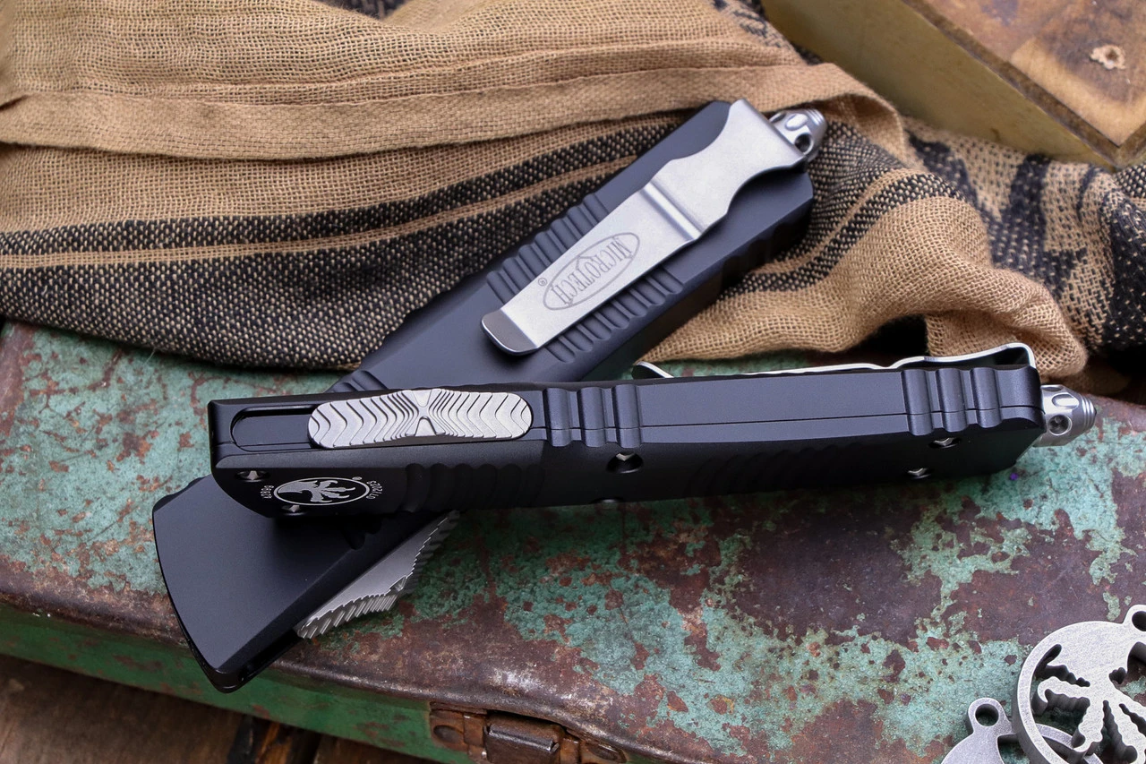 Microtech Combat Troodon OTF 3.8" Dagger Serrated Stonewash 142-12 4 Microtech Combat Troodon OTF 3.8" Dagger Serrated Stonewash 142-12 - Image 2