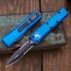 Microtech UTX-85 OTF Automatic Knife Blue 3.1" Dagger Serrated Black 232-2BL