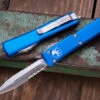 Microtech Ultratech OTF Automatic Knife Blue 3.4" Dagger Serrated Stonewash 122-11BL -Southern Blades IMG 8462 80985.1690508375
