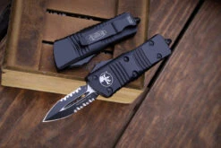 Microtech Mini Troodon OTF Automatic Cali Legal Knife 1.9" Dagger Serrated Black 238-2T