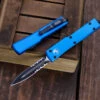 Microtech UTX-70 OTF Automatic Knife Blue 2.4" Dagger Serrated Black 147-2BL -Southern Blades IMG 8553 54608.1690550731