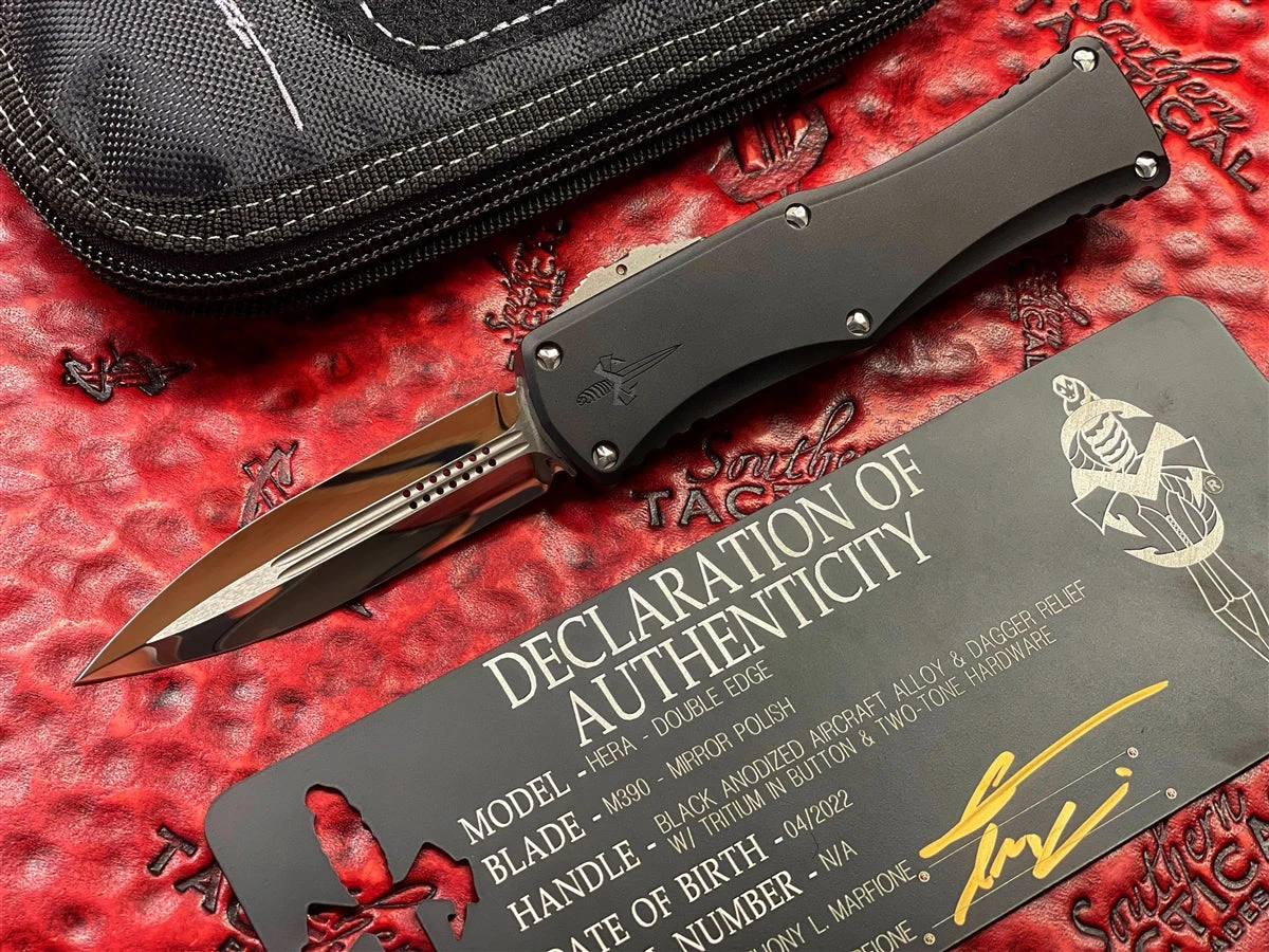 MARFIONE Hera Double Edge Mirror Polished, Alloy W Dagger Relief, Two Tone Titanium Accents 3 MARFIONE Hera Double Edge Mirror Polished, Alloy W Dagger Relief, Two Tone Titanium Accents