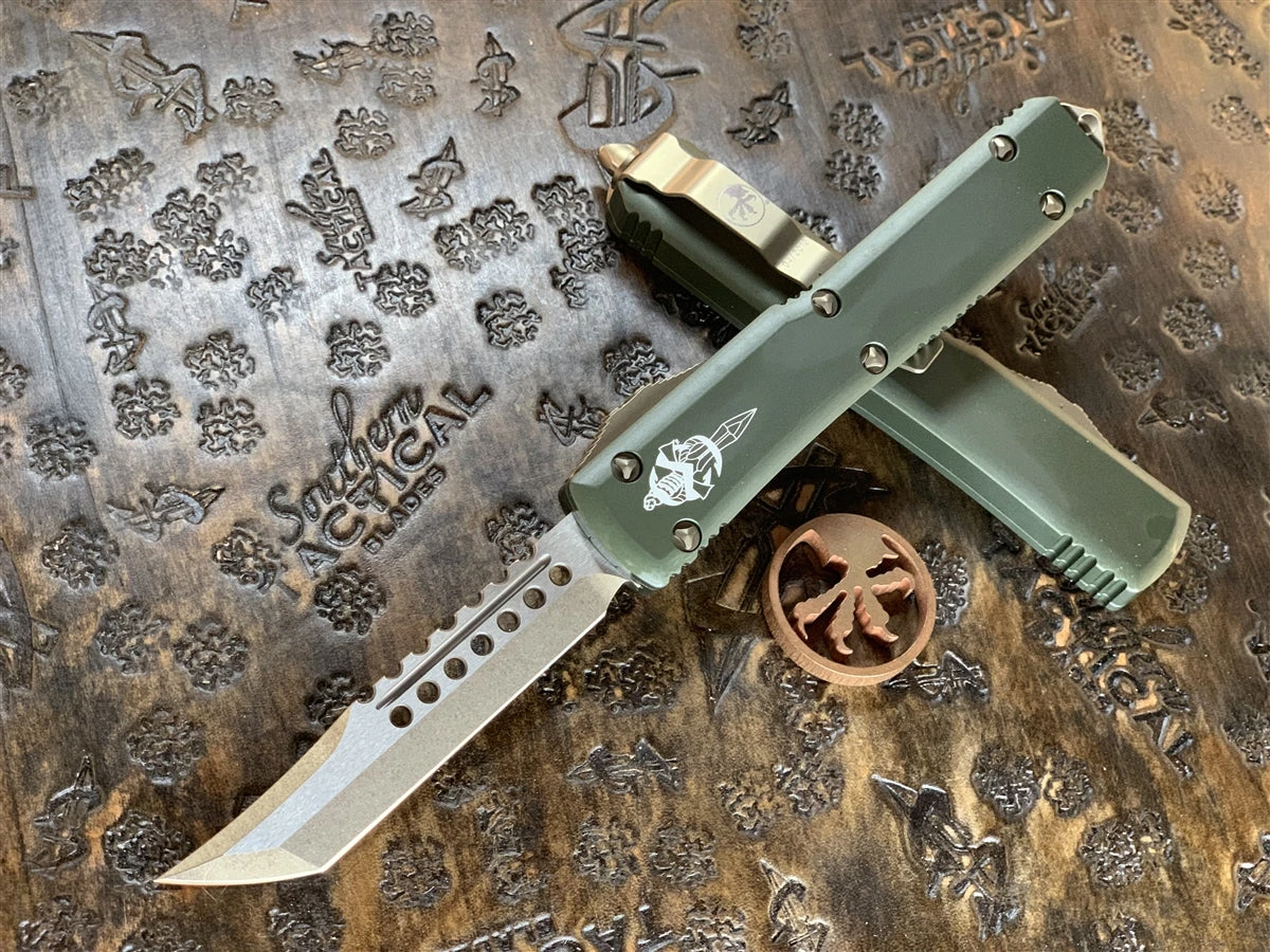 Microtech Ultratech Hellhound Tanto Bronzed Standard OD Green 3 Microtech Ultratech Hellhound Tanto Bronzed Standard OD Green