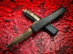 Microtech Ultratech Bayonet Bronze Apocalyptic Standard Carbon Fiber Top Signature Series