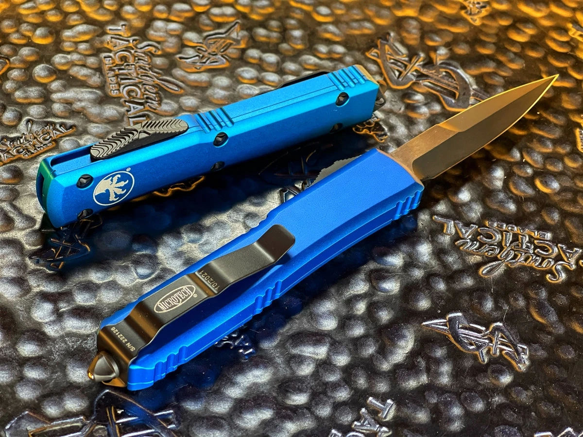 Microtech Ultratech Bayonet OTF Automatic Knife Blue Standard 4 Microtech Ultratech Bayonet OTF Automatic Knife Blue Standard - Image 2