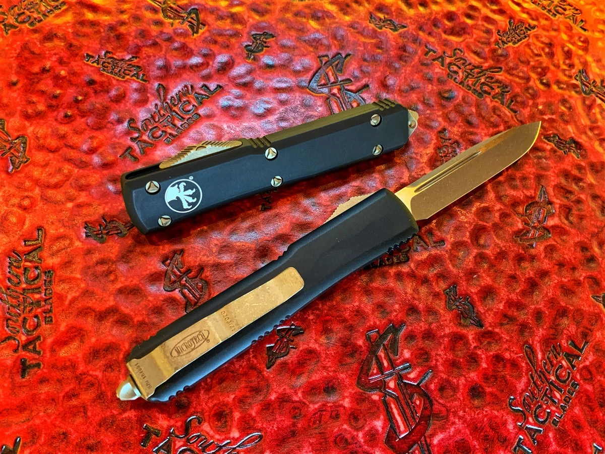 Microtech Ultratech OTF Automatic Knife Single Edge Bronzed Apocalyptic Standard 4 Microtech Ultratech OTF Automatic Knife Single Edge Bronzed Apocalyptic Standard - Image 2