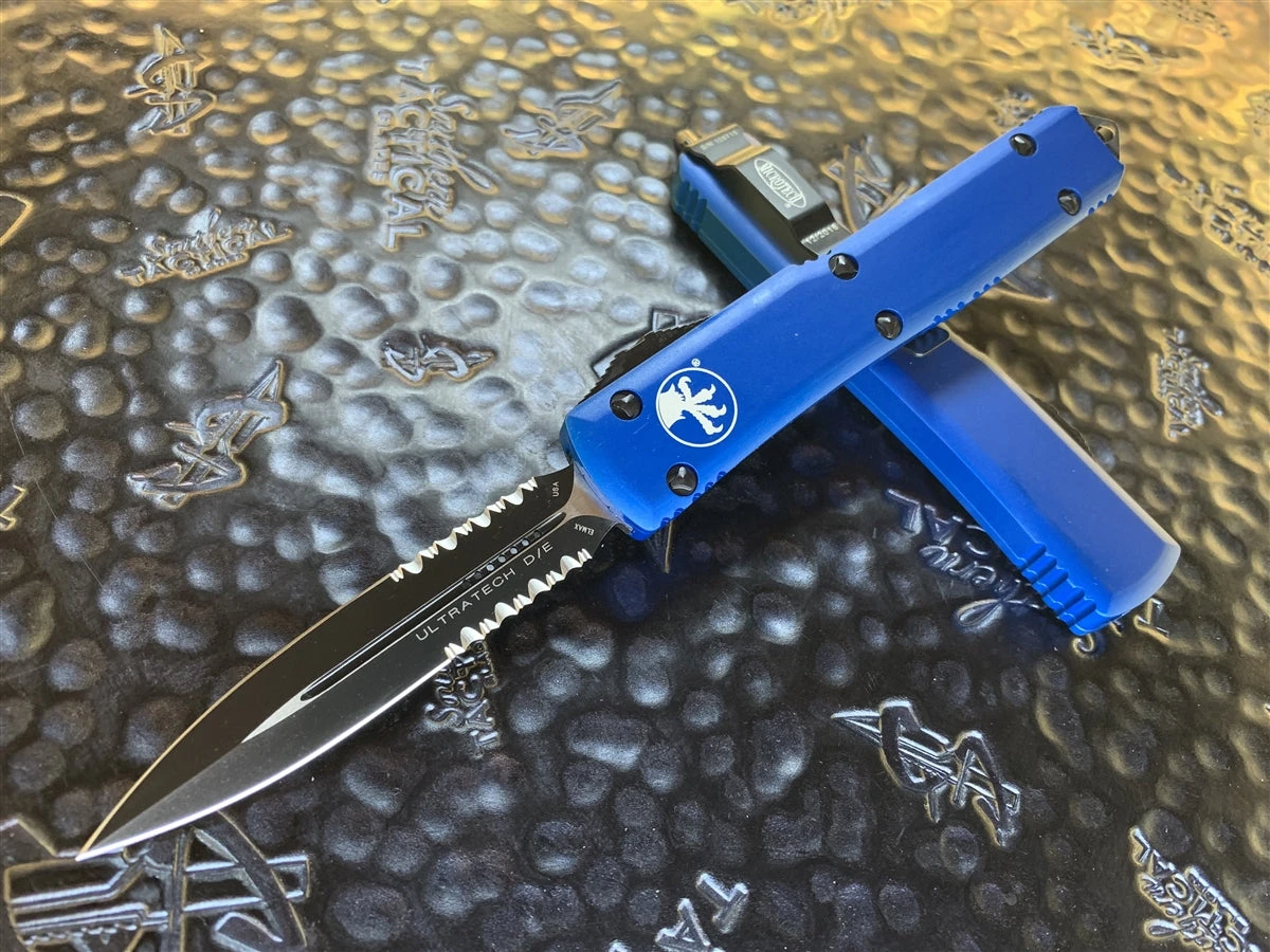 Microtech Ultratech Double Edge Blue Part Serrated 3 Microtech Ultratech Double Edge Blue Part Serrated