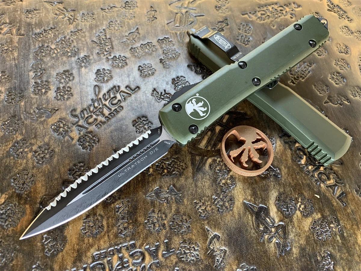Microtech Ultratech Double Edge Full Serrated OD Green 3 Microtech Ultratech Double Edge Full Serrated OD Green