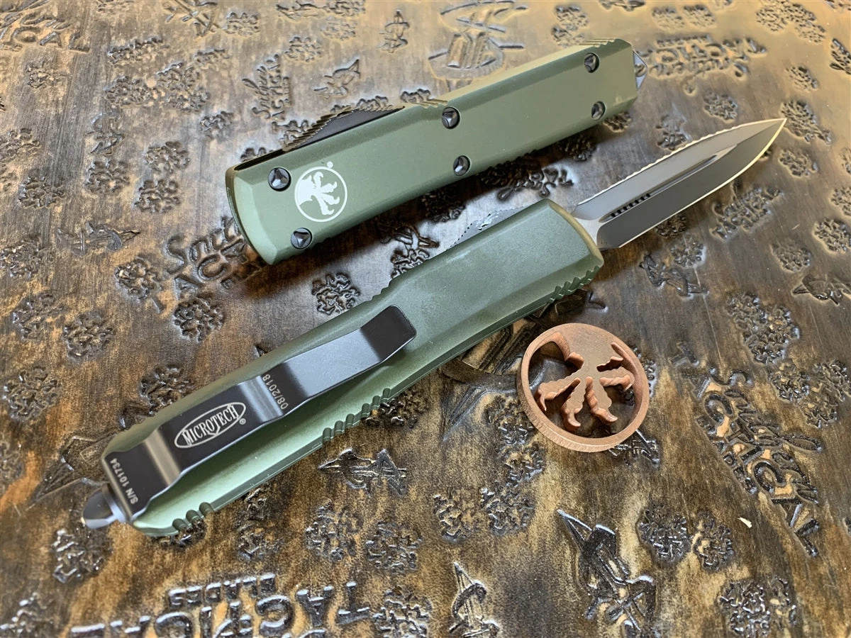 Microtech Ultratech Double Edge Full Serrated OD Green 4 Microtech Ultratech Double Edge Full Serrated OD Green - Image 2