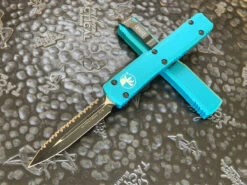Microtech Ultratech Double Edge Full Serrated Turquoise