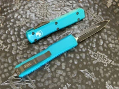 Microtech Ultratech Double Edge Full Serrated Turquoise 5 Microtech Ultratech Double Edge Full Serrated Turquoise -Southern Blades MT122 3TQ 3