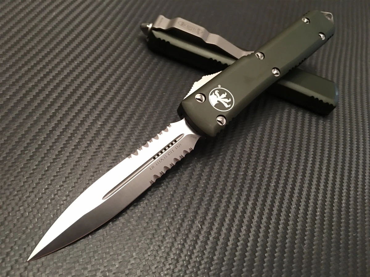 Microtech Ultratech Double Edge OD Green Satin P/serrated 3 Microtech Ultratech Double Edge OD Green Satin P/serrated
