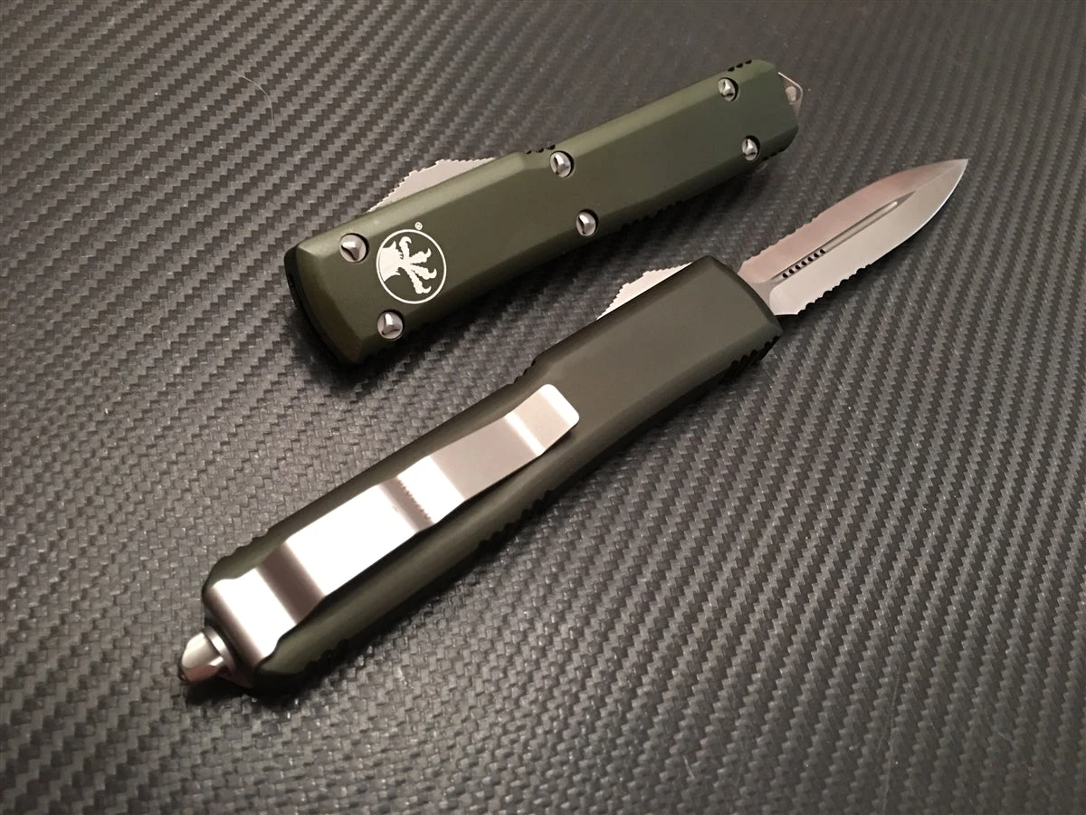 Microtech Ultratech Double Edge OD Green Satin P/serrated 4 Microtech Ultratech Double Edge OD Green Satin P/serrated - Image 2