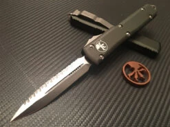 Microtech Ultratech Double Edge Satin Full Serrated OD Green