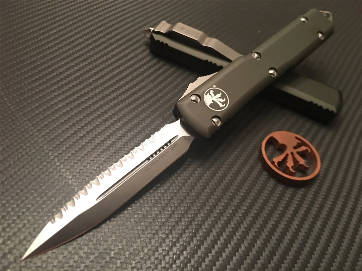 Microtech Ultratech Double Edge Satin Full Serrated OD Green 3 Microtech Ultratech Double Edge Satin Full Serrated OD Green