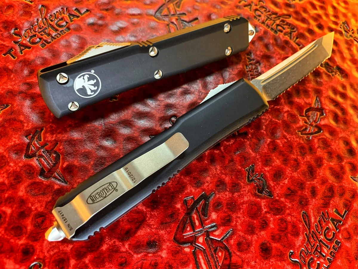 Microtech Ultratech OTF Automatic Knife Tanto Stonewashed Full Serrated 4 Microtech Ultratech OTF Automatic Knife Tanto Stonewashed Full Serrated - Image 2