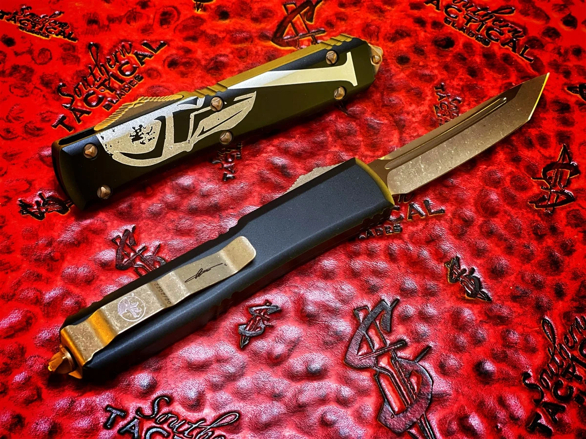 Microtech Ultratech OTF Automatic Knife Tanto Bronzed Apocalyptic Molon Labe Standard 5 Microtech Ultratech OTF Automatic Knife Tanto Bronzed Apocalyptic Molon Labe Standard - Image 3
