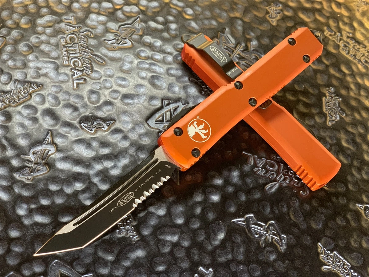 Microtech Ultratech Tanto Part Serrated Orange 3 Microtech Ultratech Tanto Part Serrated Orange