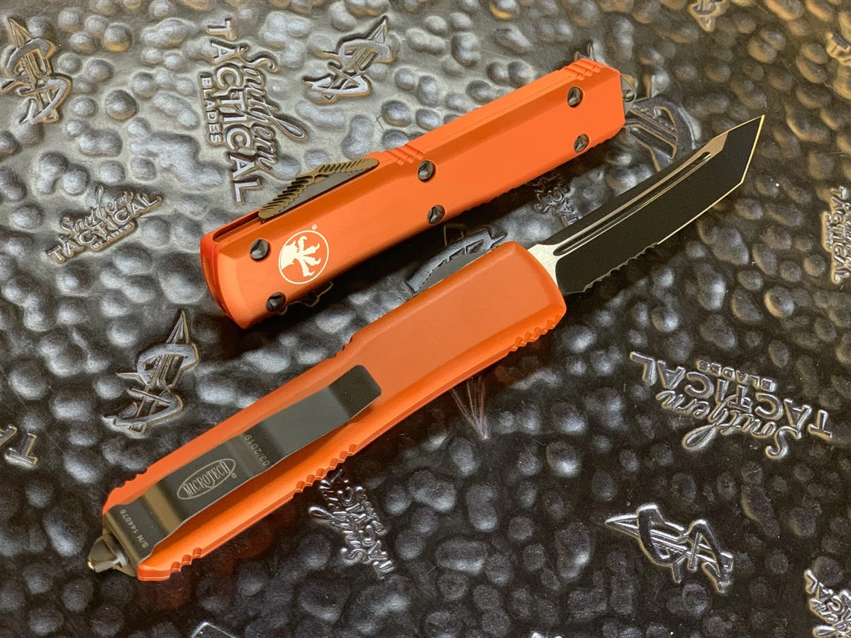Microtech Ultratech Tanto Part Serrated Orange 4 Microtech Ultratech Tanto Part Serrated Orange - Image 2
