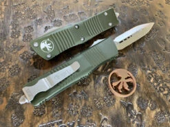 Microtech Troodon Double Edge Satin Standard OD Green -Southern Blades MT138 4OD 3