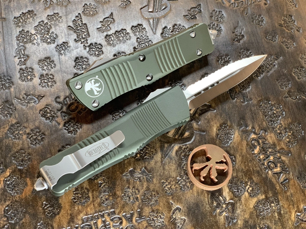 Microtech Troodon Double Edge Satin Full Serrated OD Green 4 Microtech Troodon Double Edge Satin Full Serrated OD Green - Image 2