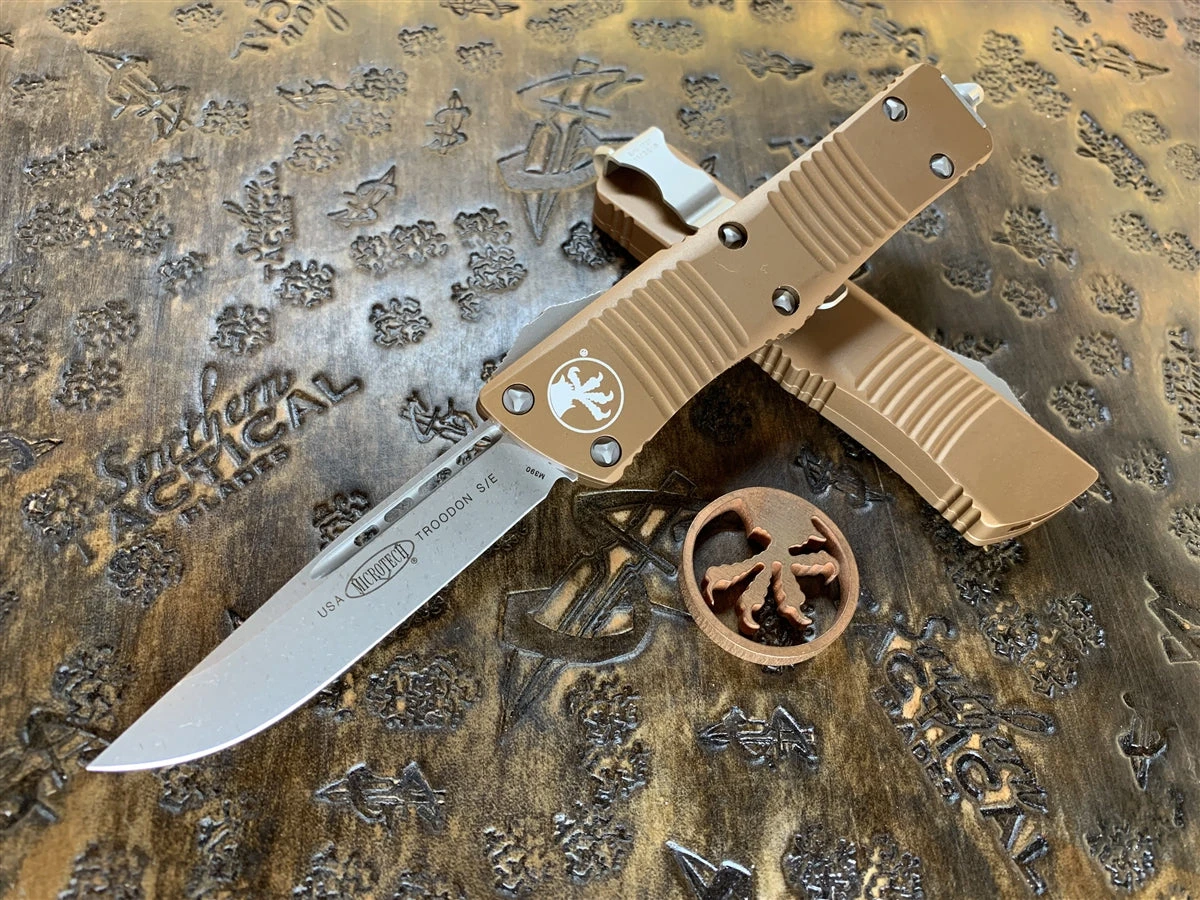 Microtech Troodon Single Edge Apocalyptic Standard Tan 3 Microtech Troodon Single Edge Apocalyptic Standard Tan