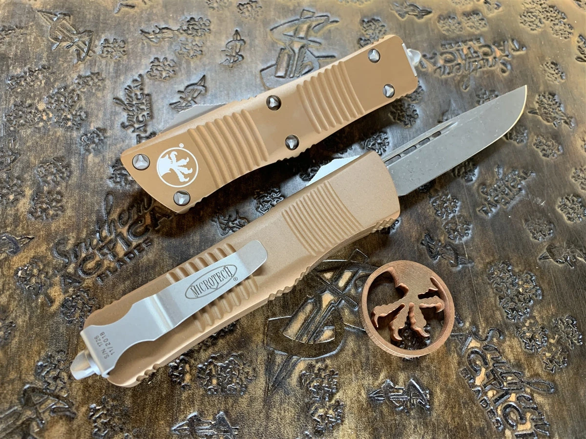 Microtech Troodon Single Edge Apocalyptic Standard Tan 4 Microtech Troodon Single Edge Apocalyptic Standard Tan - Image 2