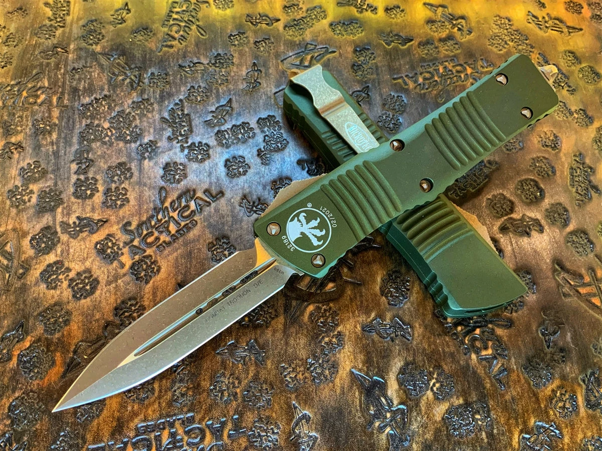 Microtech Combat Troodon Double Edge Bronzed Apocalyptic Standard OD Green 3 Microtech Combat Troodon Double Edge Bronzed Apocalyptic Standard OD Green