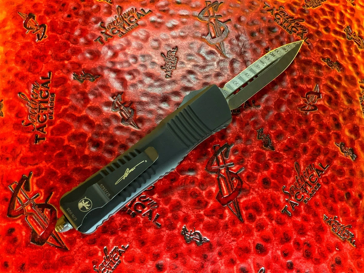 Microtech Signature Series Combat Troodon Double Edge Damascus Carbon Fiber Ringed Titanium 6 Microtech Signature Series Combat Troodon Double Edge Damascus Carbon Fiber Ringed Titanium - Image 4
