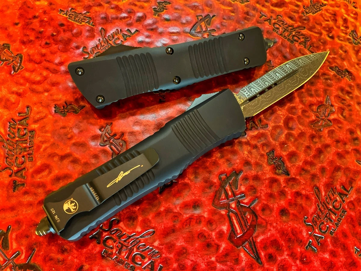 Microtech Combat Troodon OTF Automatic Knife Double Edge Damascus, Ringed Hardware 4 Microtech Combat Troodon OTF Automatic Knife Double Edge Damascus, Ringed Hardware - Image 2