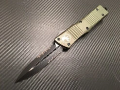 Microtech Combat Troodon Double Edge Part Serrated OD Green