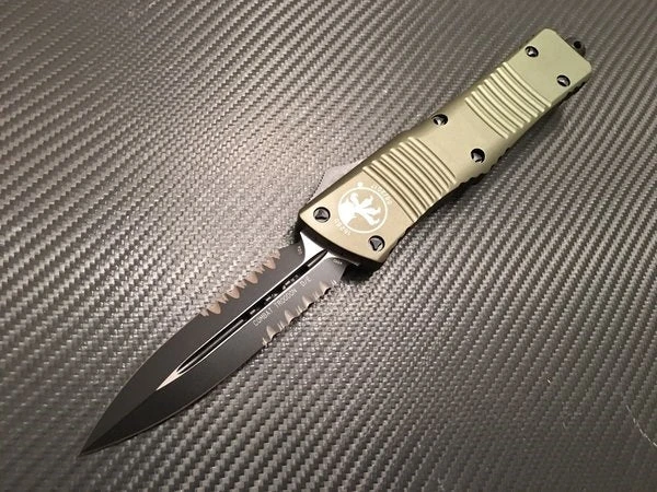 Microtech Combat Troodon Double Edge Part Serrated OD Green 3 Microtech Combat Troodon Double Edge Part Serrated OD Green