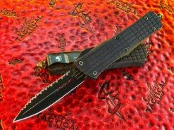 Microtech Combat Troodon Delta CT-DS Double Edge Full Serrated DLC W/ DLC Parts And Nickel Boron Internals