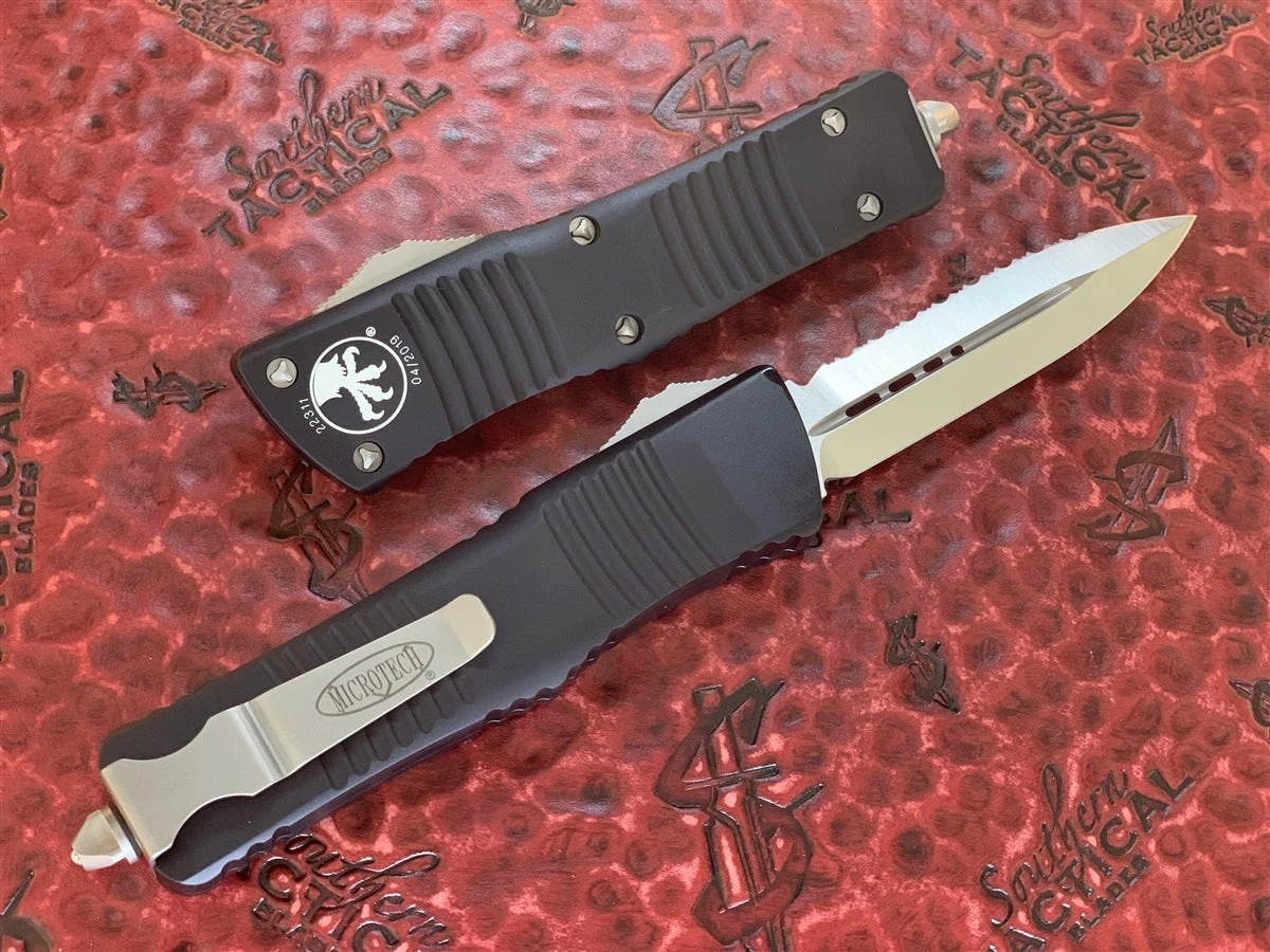 Microtech Combat Troodon Double Edge Satin Full Serrated 4 Microtech Combat Troodon Double Edge Satin Full Serrated - Image 2