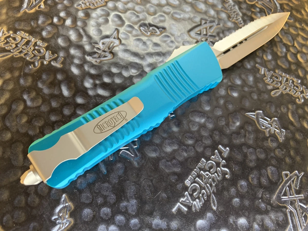 Microtech Combat Troodon Double Edge Satin Full Serrated Turquoise 4 Microtech Combat Troodon Double Edge Satin Full Serrated Turquoise - Image 2