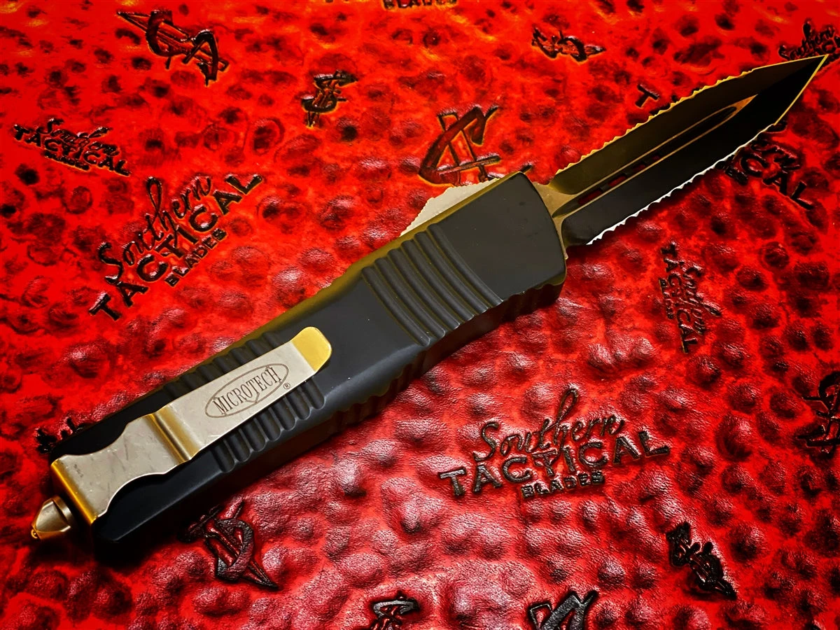 Microtech Combat Troodon OTF Automatic Knife Double Edge Double Full Serrated “USED” 4 Microtech Combat Troodon OTF Automatic Knife Double Edge Double Full Serrated “USED” - Image 2