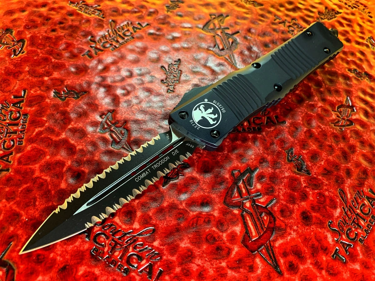 Microtech Combat Troodon OTF Automatic Knife Double Edge Double Full Serrated Tactical 3 Microtech Combat Troodon OTF Automatic Knife Double Edge Double Full Serrated Tactical