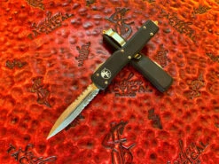 Microtech UTX-70 Double Edge Stonewashed Part Serrated