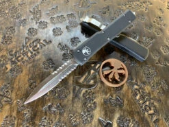 Microtech UTX-70 Double Edge Satin Part Serrated