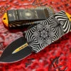 Microtech Exocet Double Edge, Two Toned Black W/ Gold Accents, Aircraft Allow W/ ‘Source’ Artwork
